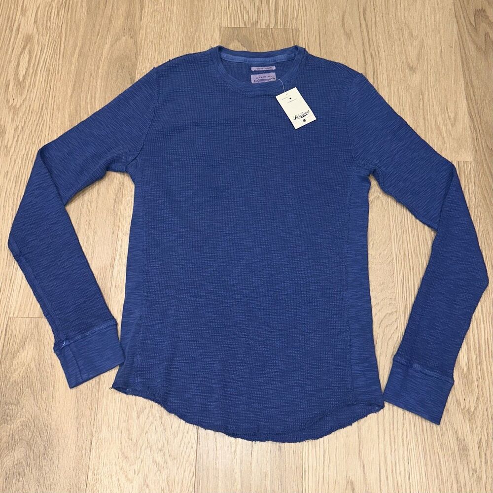 NWT LUCKY BRAND Indigo Blue Lived In Thermal Waffle Knit Long Sleeve Shirt Small